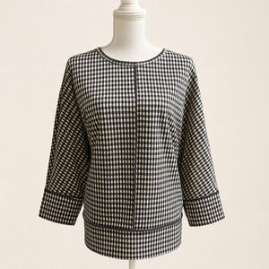 Jones New York L NWT Gingham Top Preppy Smart Classic Workwear Minimalist Chic